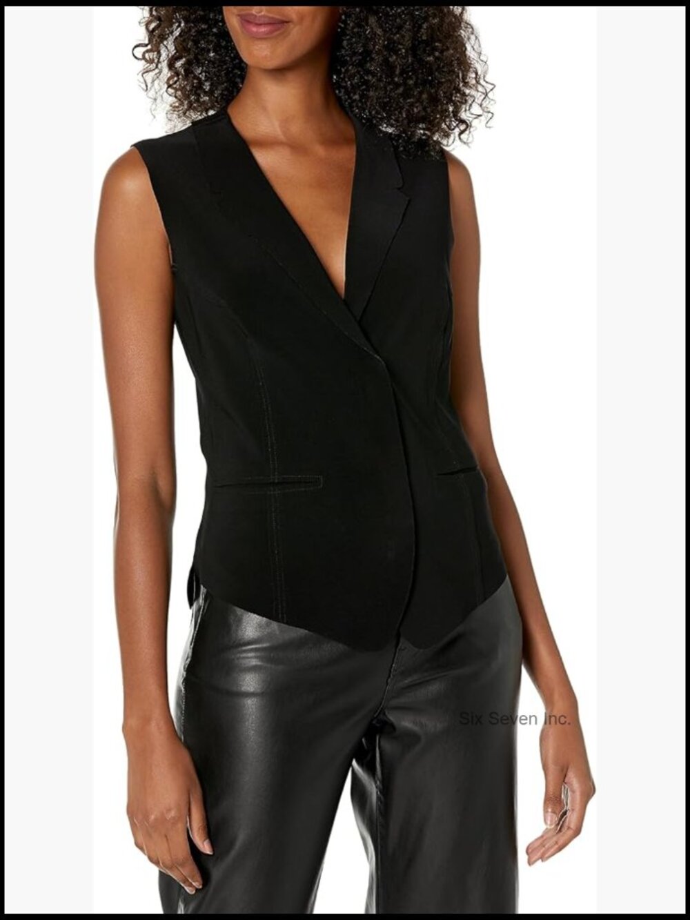 Woven Suit Vest with Lapel - Fitted Bonded Jersey Zipper Closure